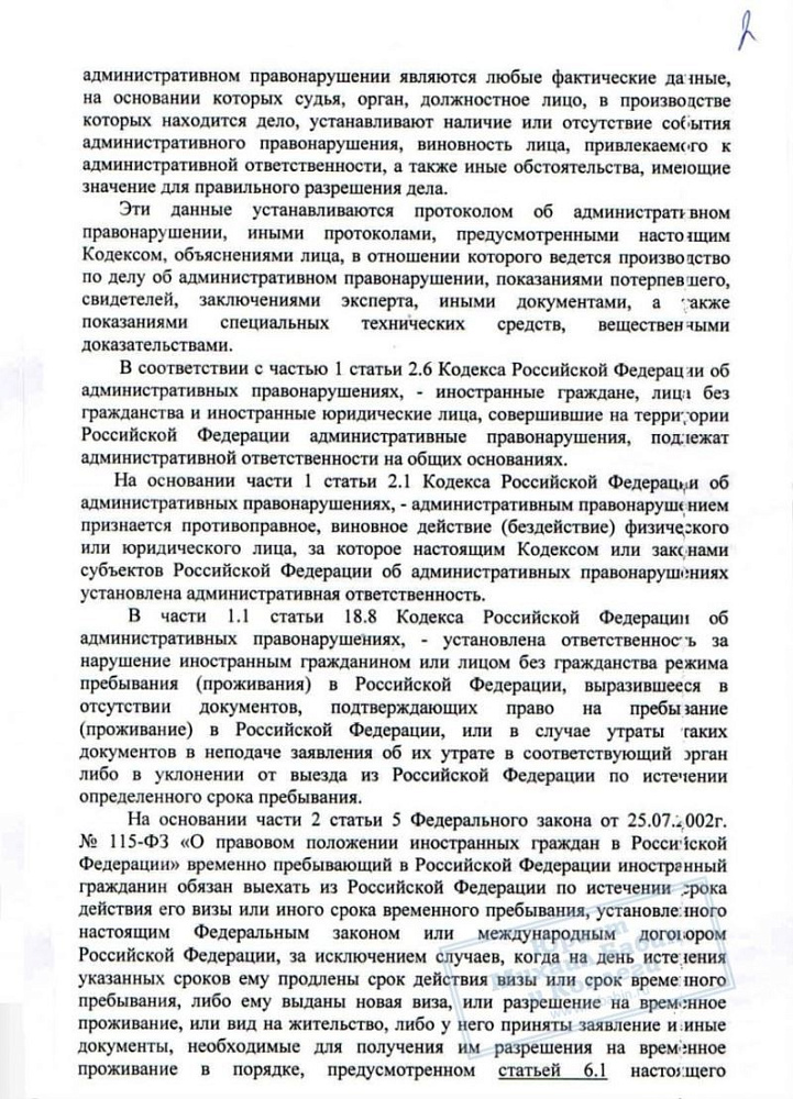 Административное выдворение заменено минимальным штрафом